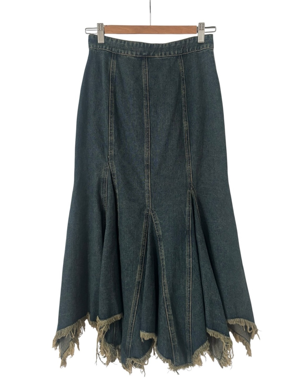 Urban Revivo Flared Denim Midi Skirt - Picture 3 of 4